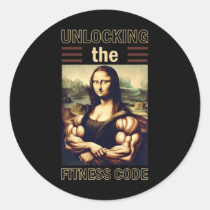 Sticker Rond Mona Lisa Bodybuilding Muscle Gym Poids Wo