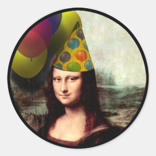 Sticker Rond Mona Lisa Casquette de la fête de port