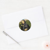 Sticker Rond Mona Lisa - Chat persan (noir) (Enveloppe)