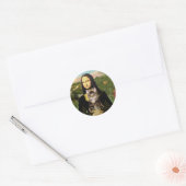 Sticker Rond Mona Lisa - Chat tigré tabby marron (Enveloppe)