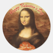 Sticker Rond Mona Lisa Heart Valentine's Day Kiss (Devant)