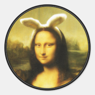 Sticker Rond Mona Lisa, Le Lapin De Pâques