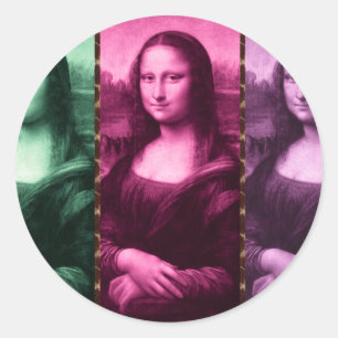 Sticker Rond Mona Lisa Poster de animal rose rose violet