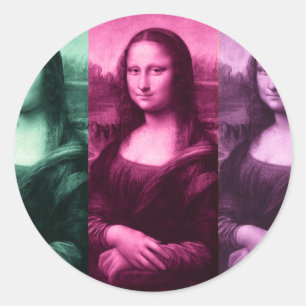 Sticker Rond Mona Lisa Rose vert violet