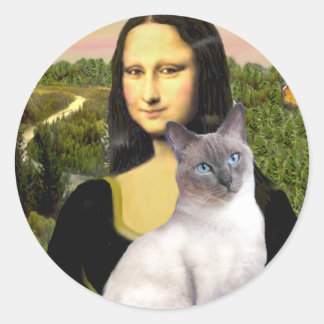 Sticker Rond Mona Lisa - Siamois 24 (point bleu)