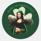 Sticker Rond Mona Lisa St. Patrick's Day Clover (Devant)