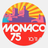 Sticker Rond Monaco 75 rétro vintage 1970 (Devant)
