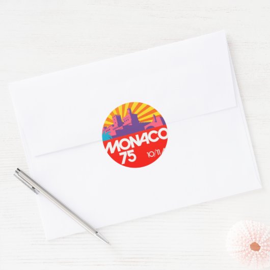 Sticker Rond Monaco 75 rétro vintage 1970 (Enveloppe)