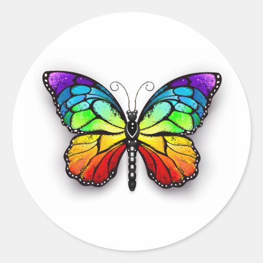Sticker Rond Monarque papillon arc-en-ciel (Devant)