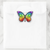 Sticker Rond Monarque papillon arc-en-ciel (Sac)