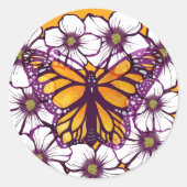 Sticker Rond Monarque papillon floral (Devant)