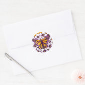 Sticker Rond Monarque papillon floral (Enveloppe)