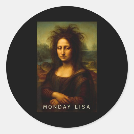 Sticker Rond Monday Lisa Disheveled Clic Art Parody Week Start (Devant)