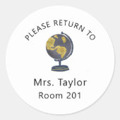 Sticker Rond Monde de classe pour enseignants (Devant)