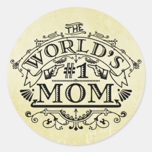 Sticker Rond Monde : La maman Vintage fleurit numéro un
