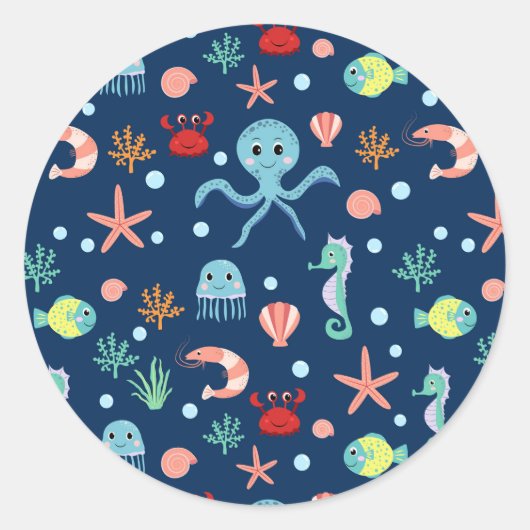 Sticker Rond Monde marin (Devant)