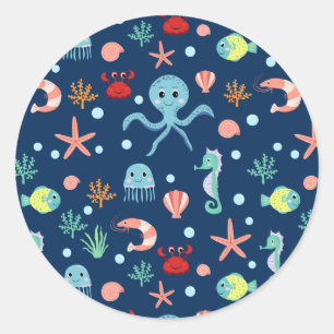 Sticker Rond Monde marin