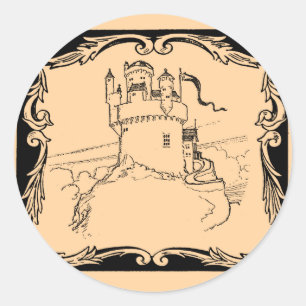 Sticker Rond Mondes d'Imaginaire : Château médiéval