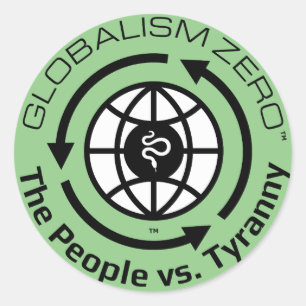 Sticker Rond Mondialisme Zero™ Cercle noir avec logo blanc