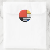 Sticker Rond Mondrial Composition Rouge Jaune Bleu Noir (Sac)