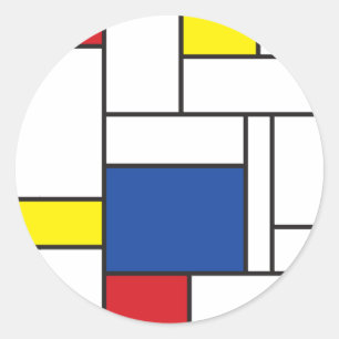 Sticker Rond Mondrial Minimaliste Géométrique De Stijl Art Mode