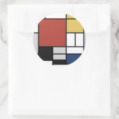 Sticker Rond Mondrian Peinture Rouge Plane Jaune Noir Gris Bleu (Sac)