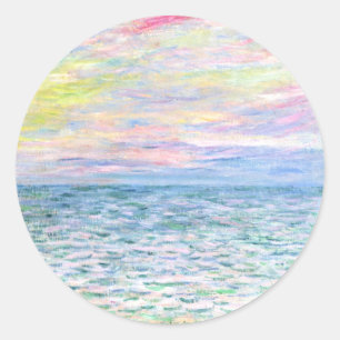Sticker Rond Monet - Coucher de soleil à Pourville, art,