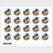 Sticker Rond Monet - Les peupliers en automne (Feuille)