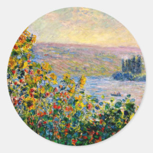 Sticker Rond Monet - Lits de fleurs à Vetheuil