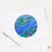 Sticker Rond Monet - Lys d'eau (rouge), célèbre peinture, (Enveloppe)