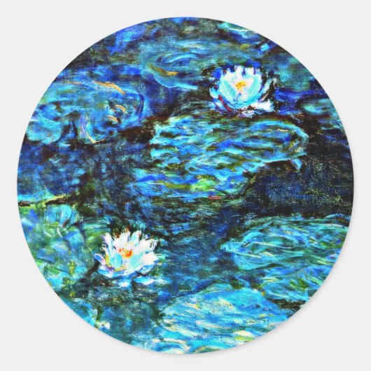 Sticker Rond Monet - Nappes d'eau, Bleu (Devant)