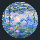 Sticker Rond Monet - Water Lilies (rose) 1919 célèbre oeuvre d'<br><div class="desc">Claude Monet 1919 célèbre peinture,  Water Lilies (rose)</div>