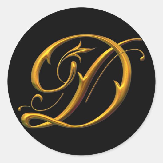 Sticker Rond Mongramme Liquide Gold D (Devant)