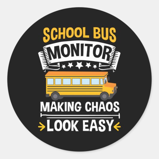 Sticker Rond Moniteur d'autobus scolaire Aide-accompagnatrice É (Devant)