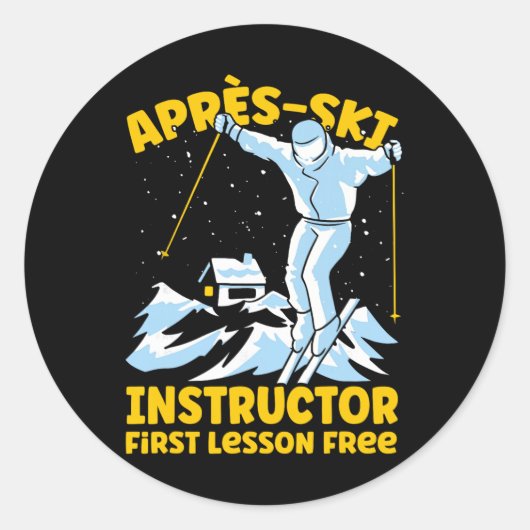 Sticker Rond Moniteur de ski Après Ski (Devant)