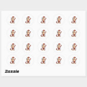 Sticker Rond Monkey as Hairdresser with Scissors & Razor (Feuille)