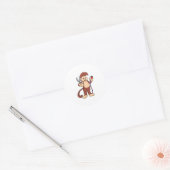 Sticker Rond Monkey as Hairdresser with Scissors & Razor (Enveloppe)