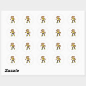 Sticker Rond Monkey at Ice skating with Ice skates (Feuille)