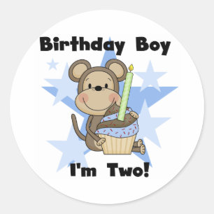 Sticker Rond Monkey Boy 2nd Birthday Tshirts et cadeaux
