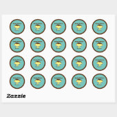 Sticker Rond Monkey Business Drôle Cartoon Monkey Design (Feuille)