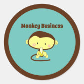 Sticker Rond Monkey Business Drôle Cartoon Monkey Design (Devant)