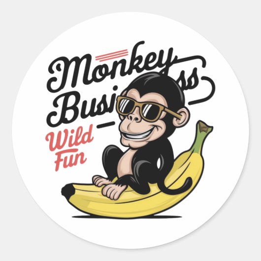 Sticker Rond Monkey Business, Fun sauvage (Devant)