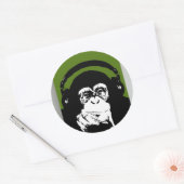 Sticker Rond Monkey connaît la musique (Enveloppe)