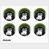 Sticker Rond Monkey connaît la musique (Feuille)