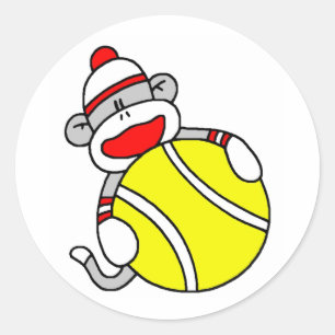 Sticker Rond Monkey de tennis