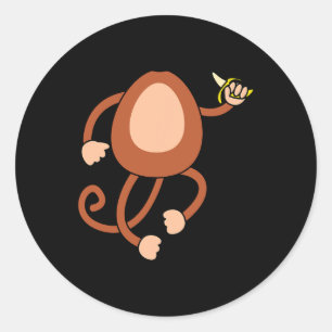 Sticker Rond Monkey Holding Banana Costume Amusant facile Hallo