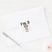 Sticker Rond Monkey I'm 3 Anniversaire Tshirts et cadeaux (Enveloppe)