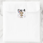 Sticker Rond Monkey I'm 4 T-shirts et cadeaux (Sac)