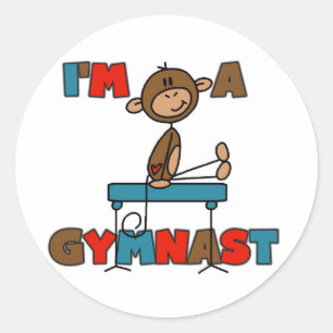 Sticker Rond Monkey Je suis un Gymnaste