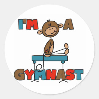 Sticker Rond Monkey Je suis un T-shirts et cadeaux Gymnaste